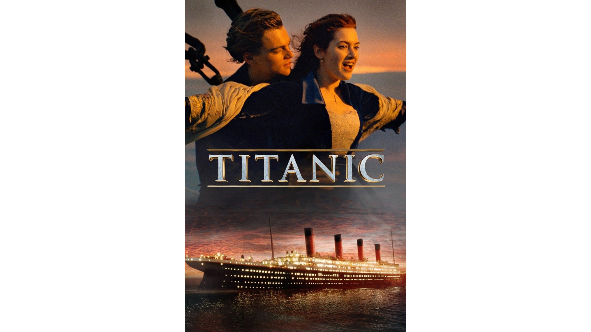 a movie poster with a man and a woman in front of a ship