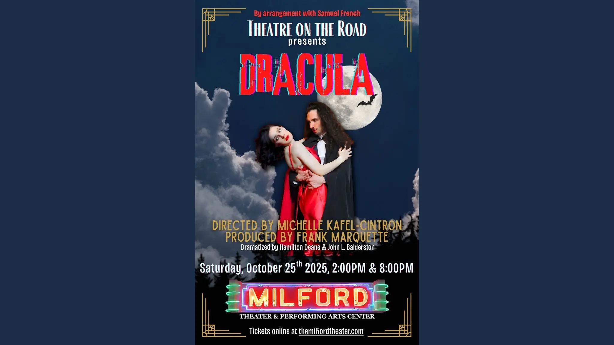 Dracula Live Play at Milford Theater Dracula live performance in historic Milford Theater